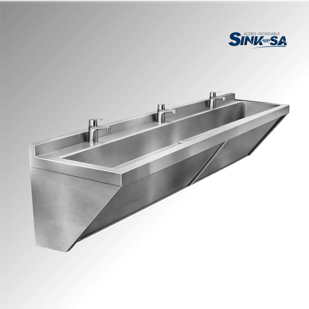 Lavamanos mural de acero inoxidable linea plus