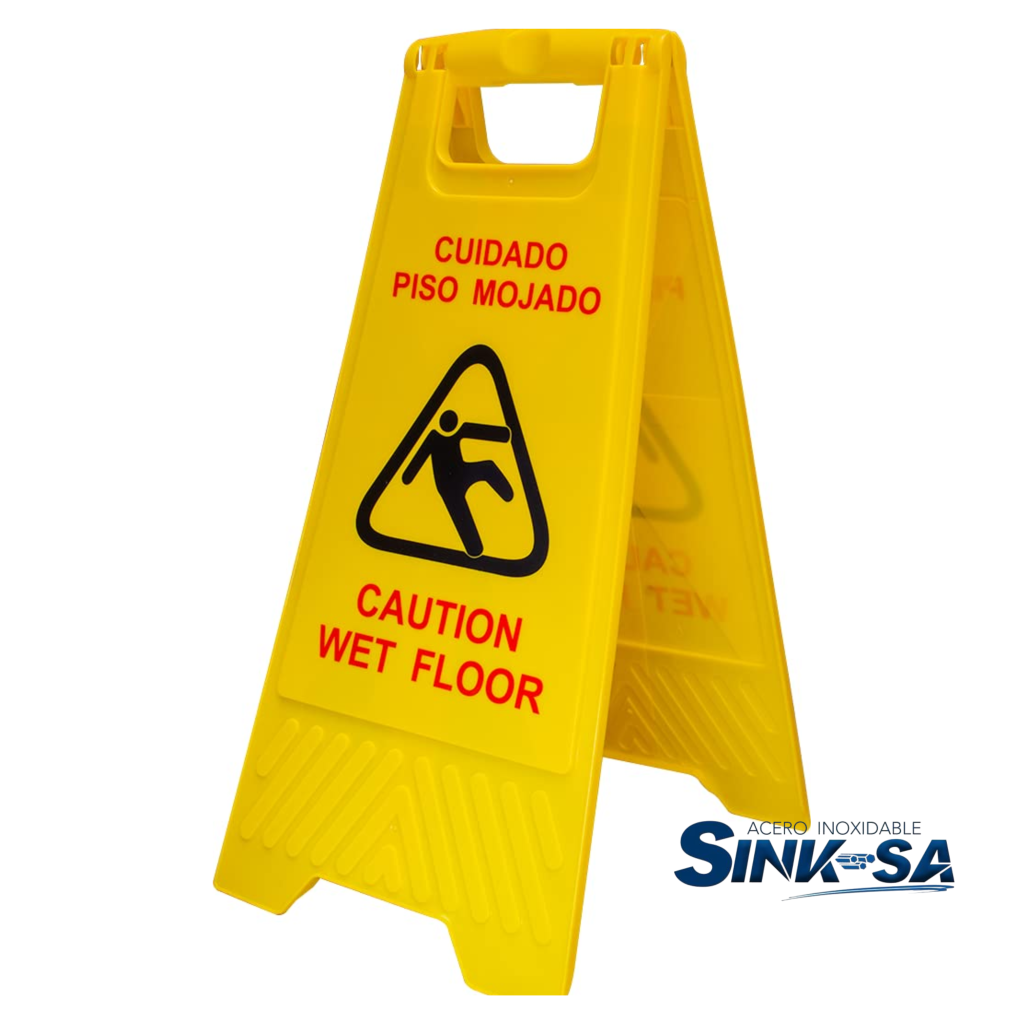 letrero piso mojado