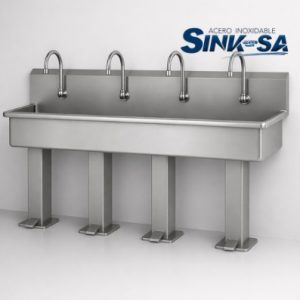 Lavamanos Industrial Múltiple de Pedal De Acero Inoxidable 4 Estaciones